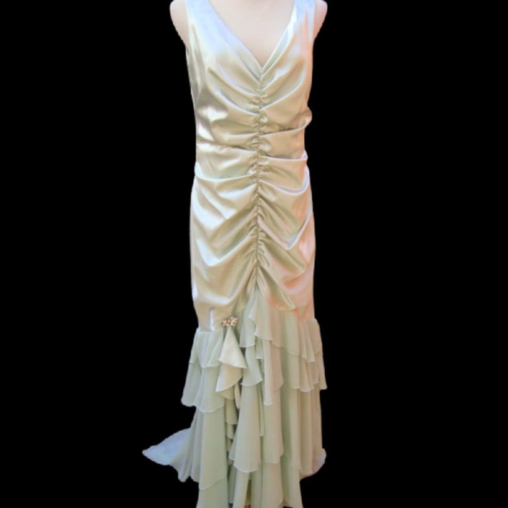 VINTAGE, NEW w/ Tags! Jessica McClintock Dress Green Prom Gown 8 10 Medium Large